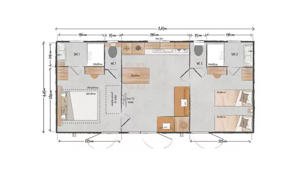 plan mobil-home Estelle camping Beau-Vezé